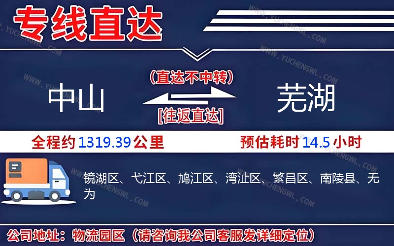 中山到蕪湖物流公司