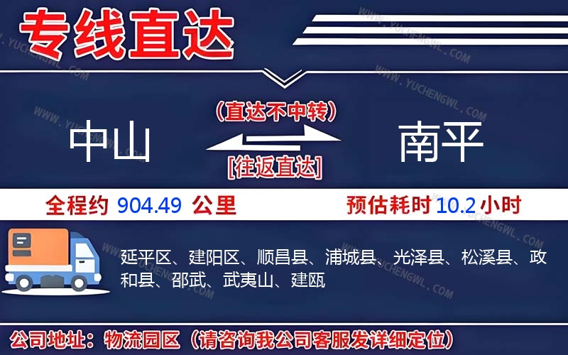 中山到南平物流公司