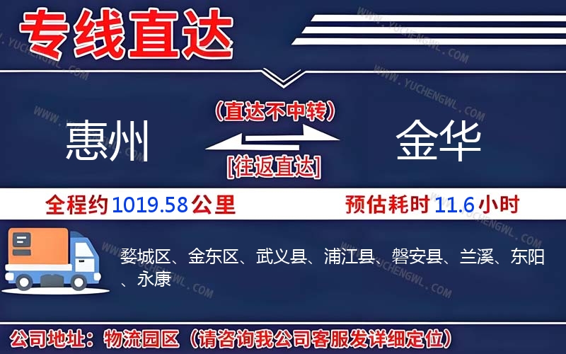 惠州到金華物流公司