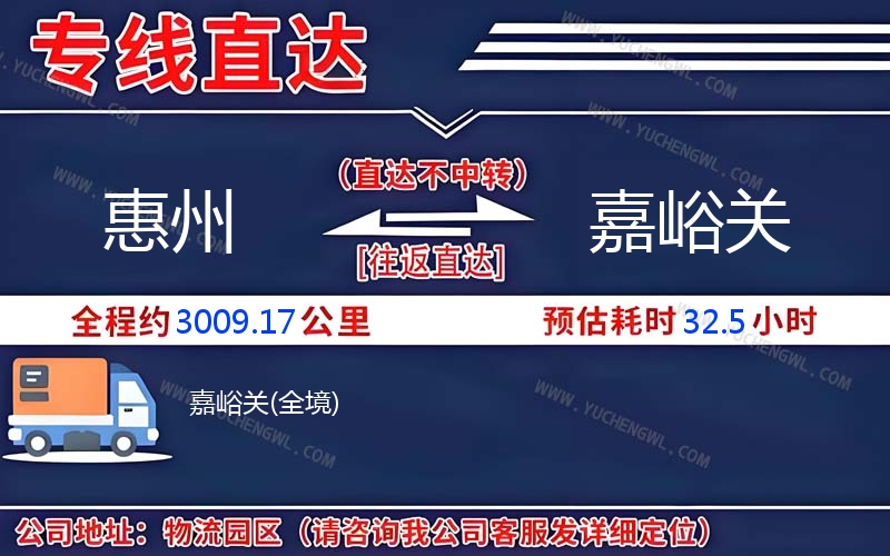 惠州到嘉峪關物流公司