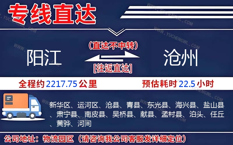 陽(yáng)江到滄州物流公司