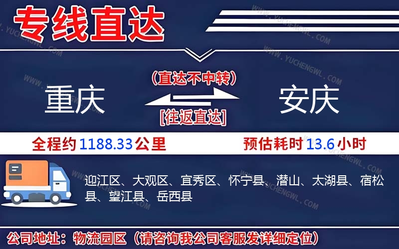 重慶到安慶物流公司