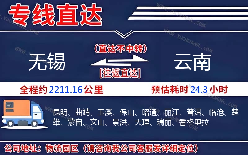 無錫到云南物流公司