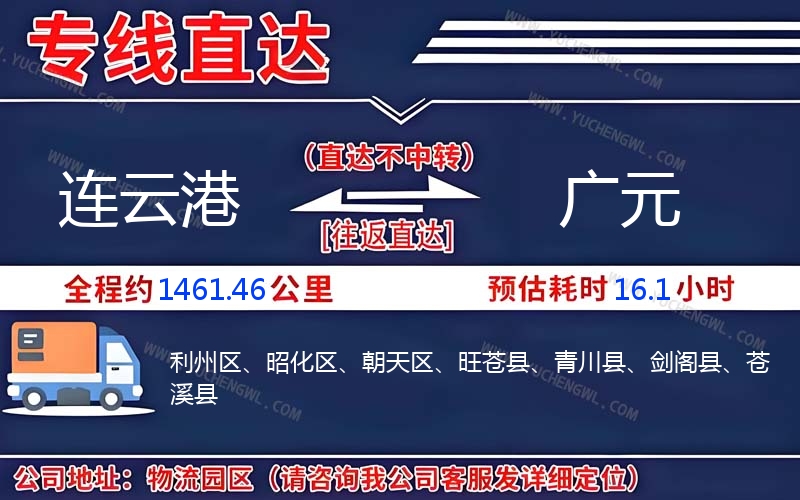 連云港到廣元物流公司