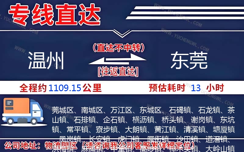 溫州到東莞物流公司