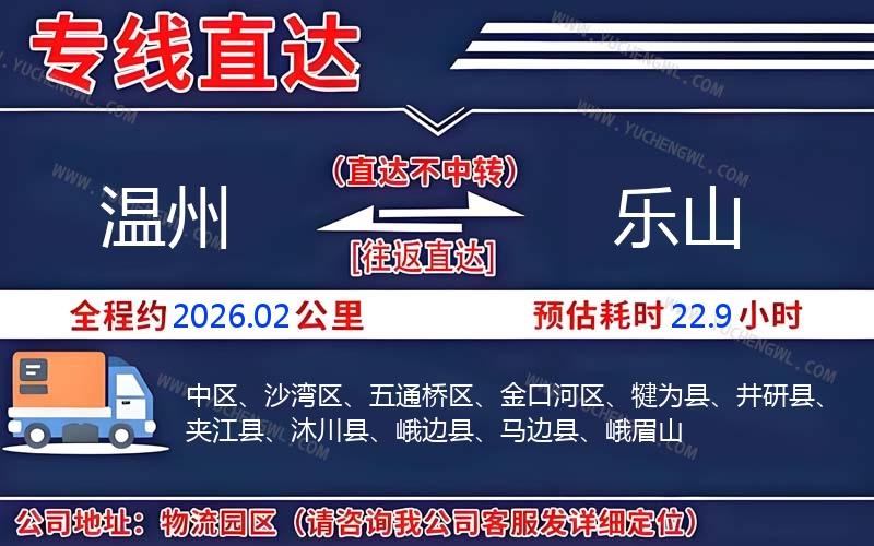 溫州到樂山物流公司