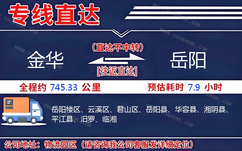 金華到岳陽物流公司