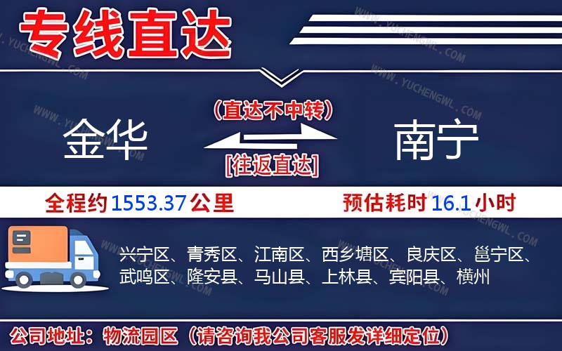 金華到南寧物流公司